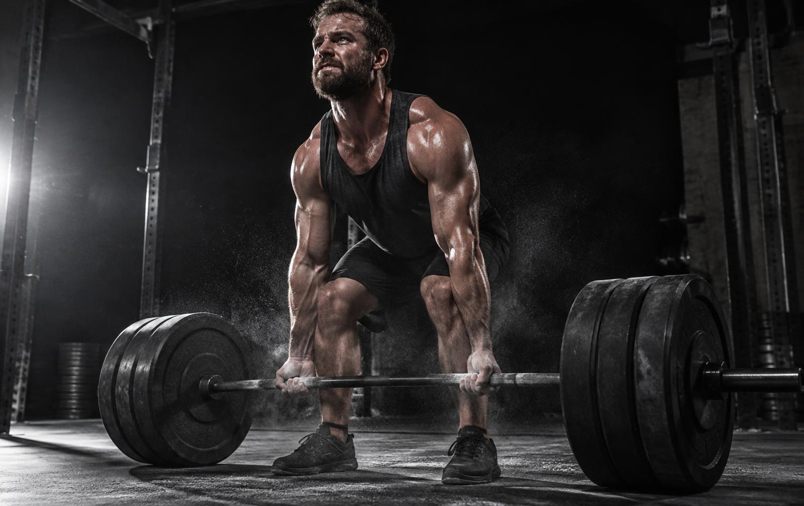 Athlete starting a heavy deadlift