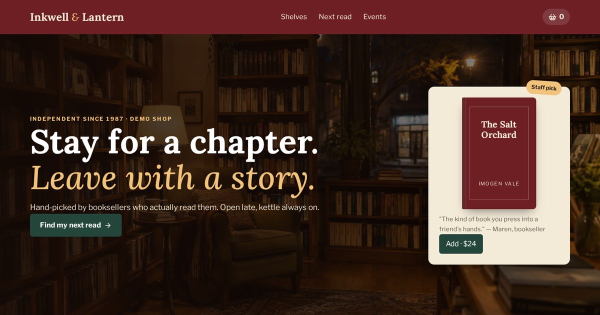 Inkwell & Lantern Books, website demo built by Dan