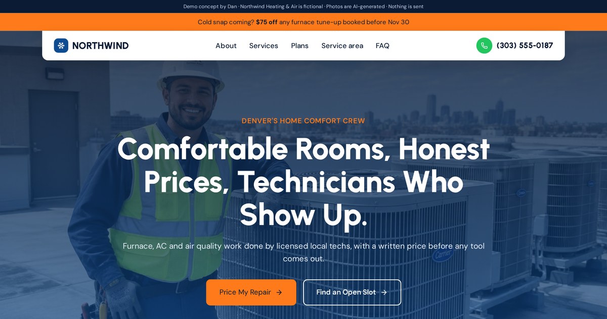 Northwind Heating & Air, business website demo built by Dan
