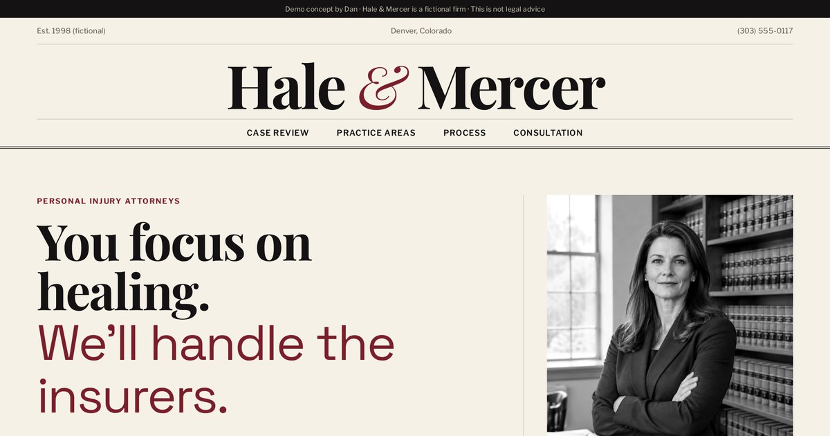 Hale & Mercer, law firm demo built by Dan