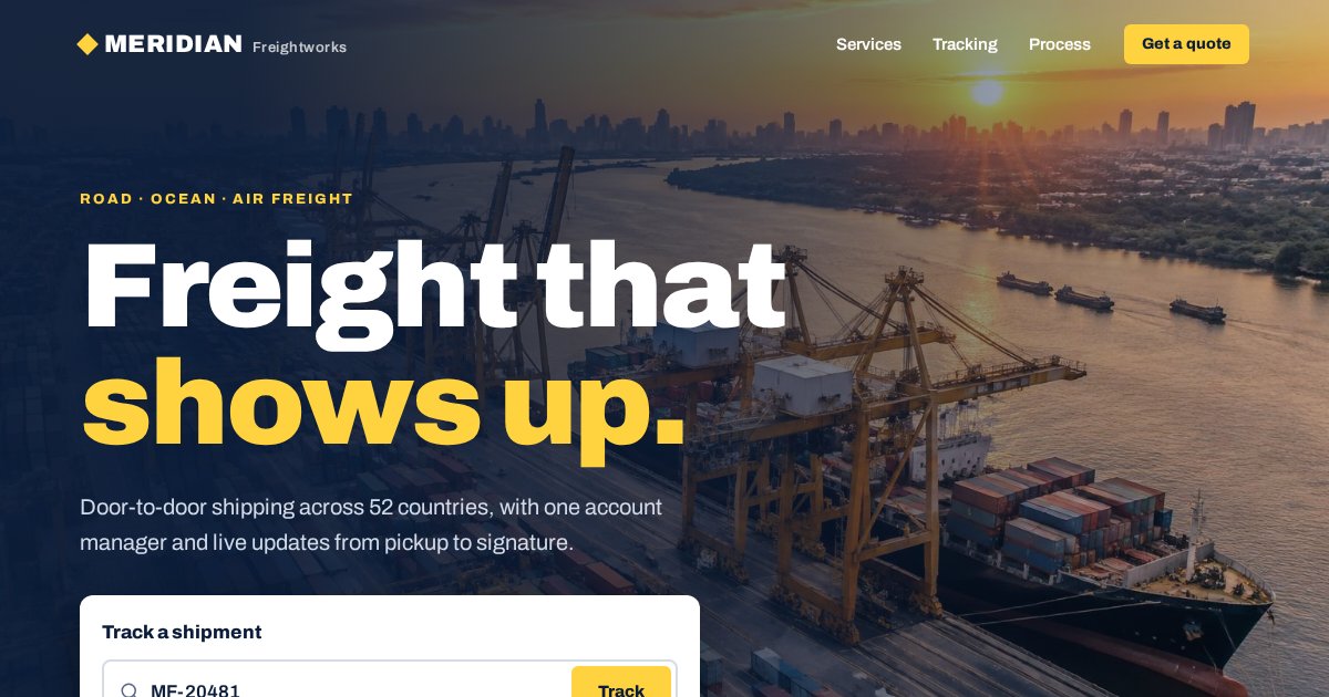 Meridian Freightworks, logistics website built by Dan