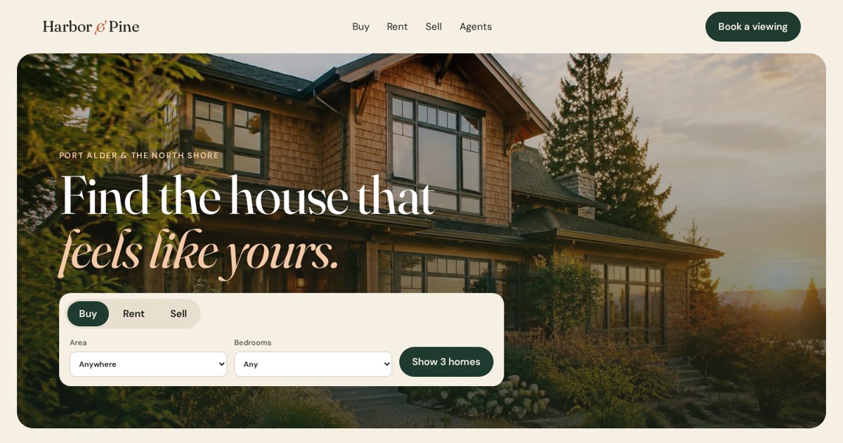 Harbor & Pine Realty, real estate website built by Dan