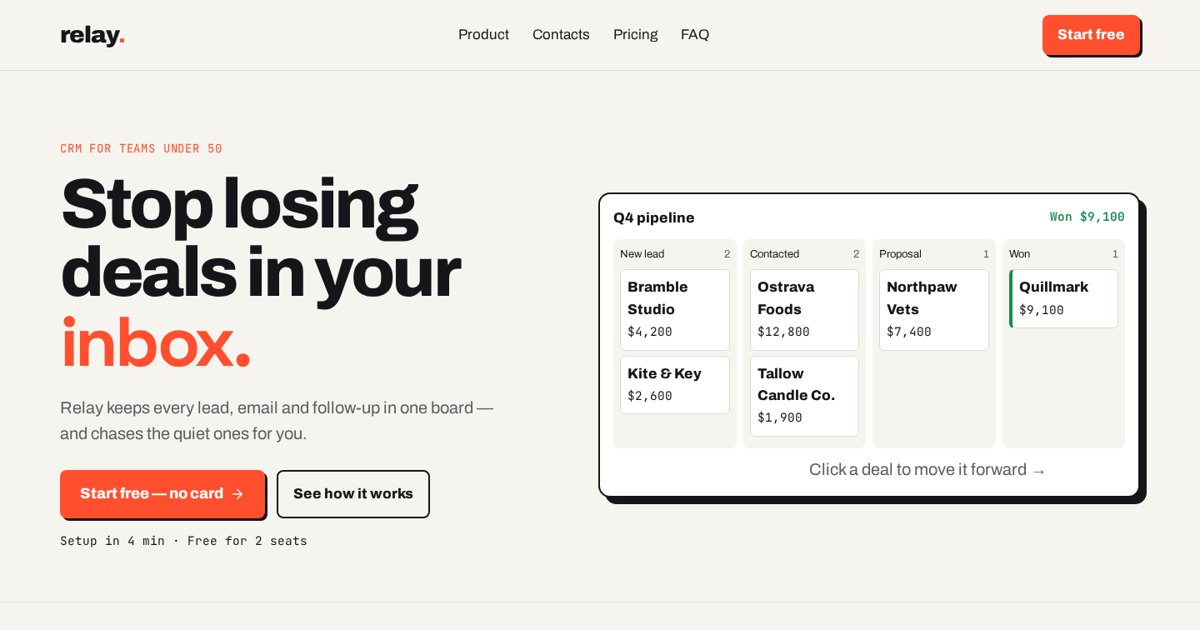 Relay CRM, saas demo built by Dan