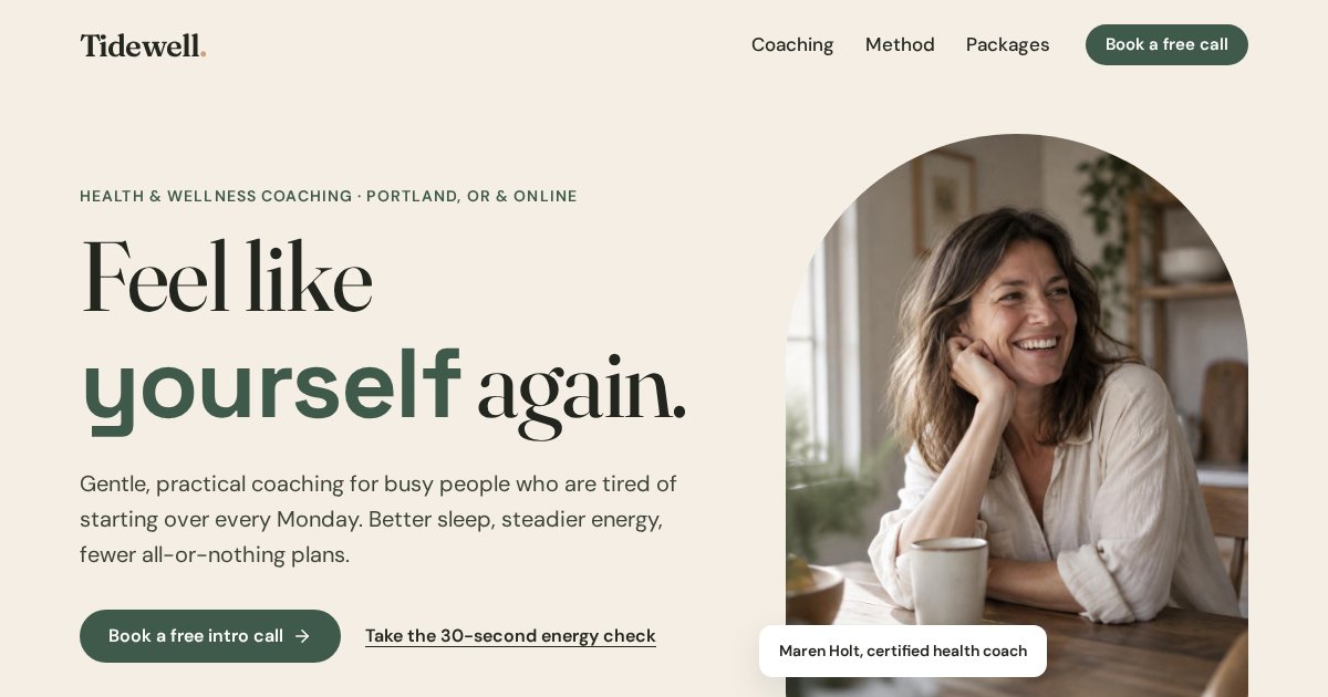 Tidewell Coaching, coaching website built by Dan